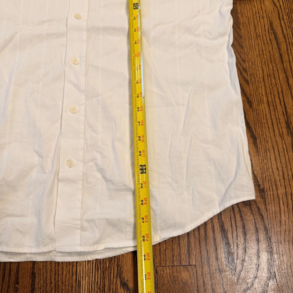 Indigo Joe White Dobby Stripe Graphic Embroidered Button Down Shirt Large White - Picture 9 of 9